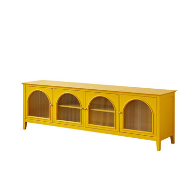Meuble télé arqué vintage en chêne jaune de 78,74 pouces