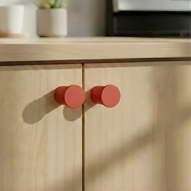 Bouton d'armoire découpé en aluminium de style moderne Mid-Century ROUS, rose (rouge), 1 pièce, Rose (rouge)