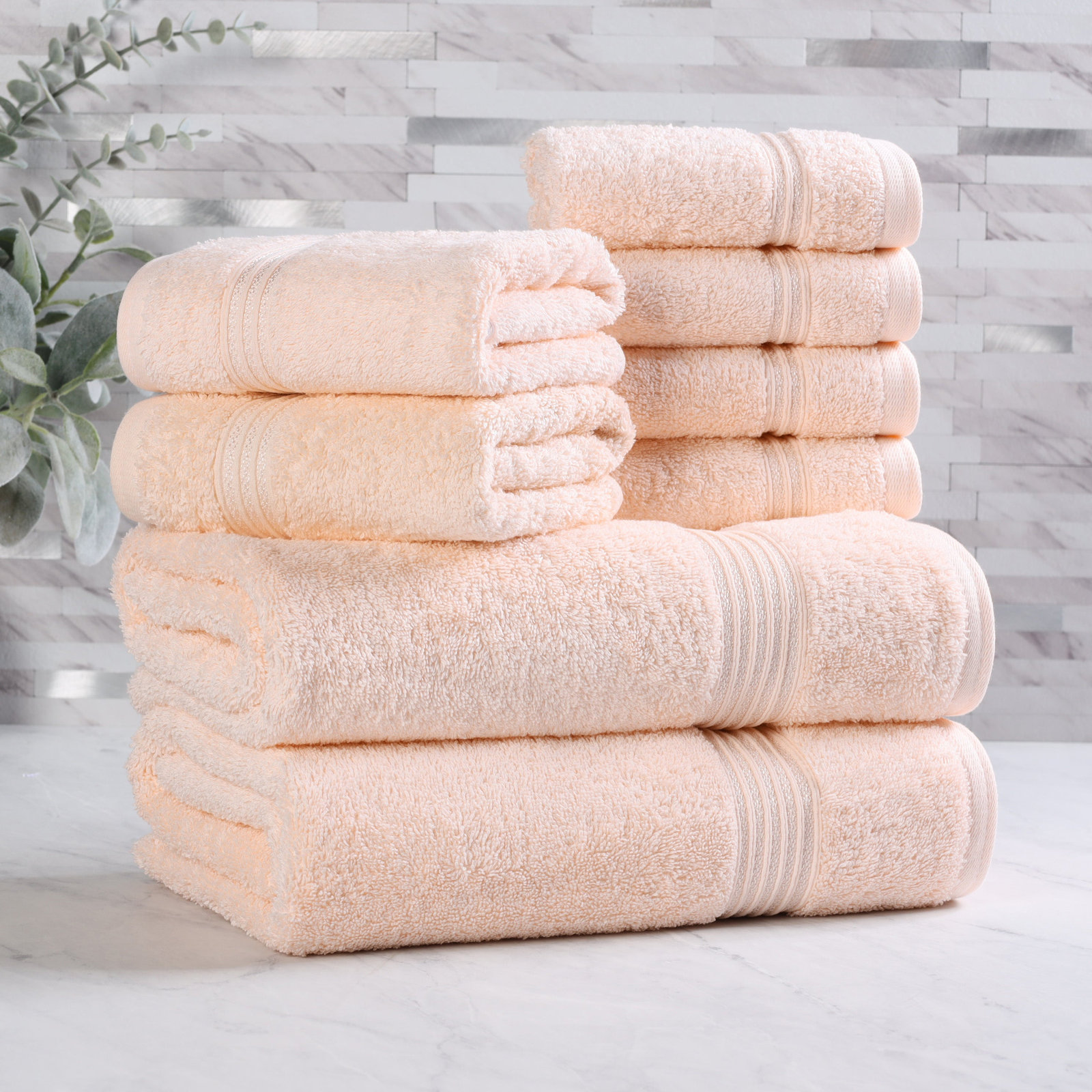 Alexia 8-Piece Egyptian Cotton Towel Set, Peach
