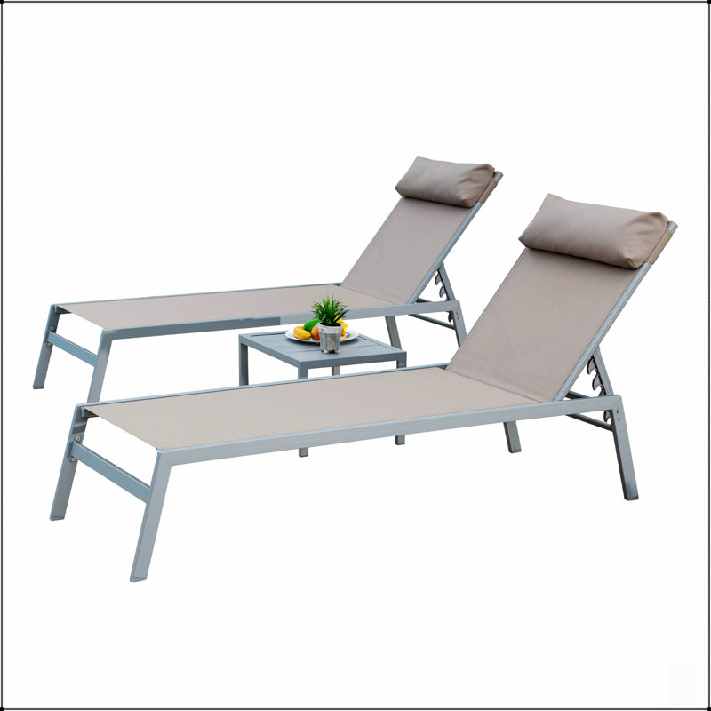 Durable Aluminum Patio Chaise Lounge With 5 Adjustable Positions, Perfect For Relaxing Outdoors And By The Pool.