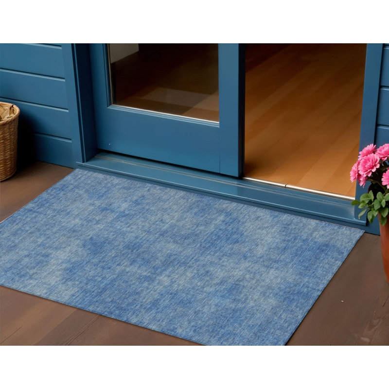 Tapis bleu lavable intérieur / extérieur 3 pi x 5 pi HomeRoots