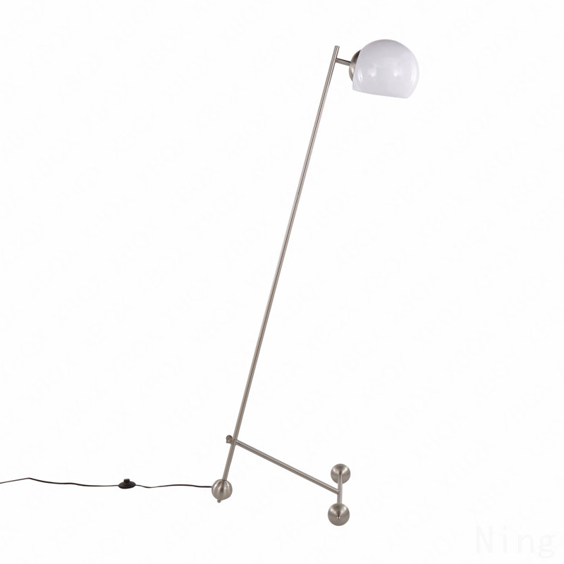 Contemporary Floor Lamp In Brushed Nickel With White Plastic Shade By Lumisource