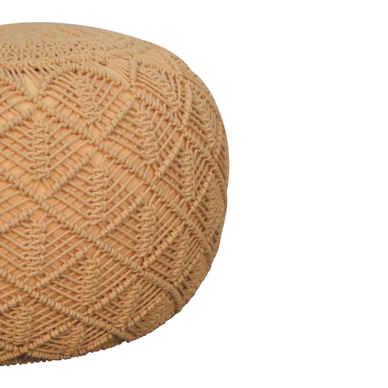 50cm Wide Round No Pattern Pouffe Ottoman, Mustard