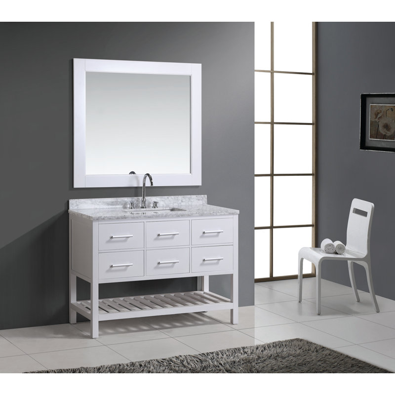 Ensemble de meuble-lavabo de salle de bain simple avec miroir 48 po Kanode, Blanc