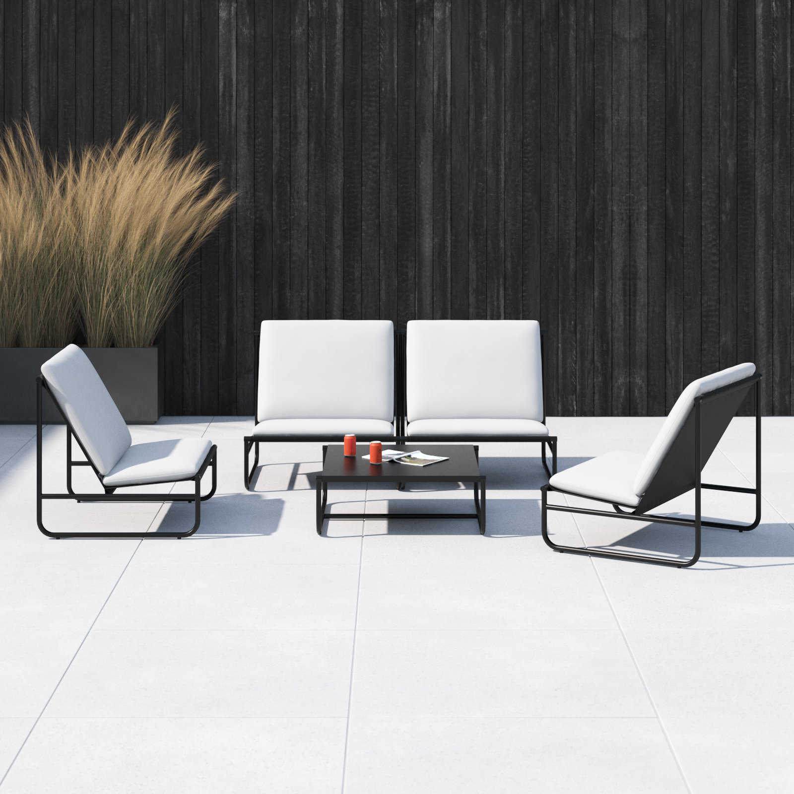 Sean 4-Person Patio Seating Group, Black