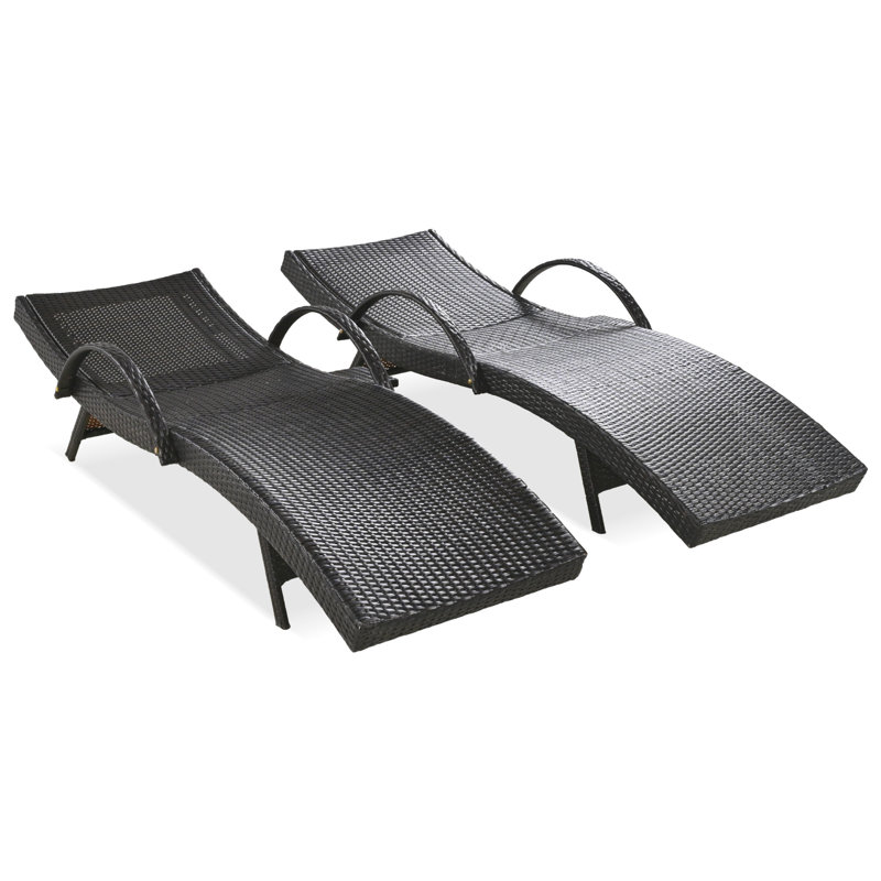 Ensemble de chaises longues d'extérieur en osier de 80 po, ensemble de 2 chaises de patio inclinables en rotin, à dossier coulissant, à dossier ajustable et ergonomique