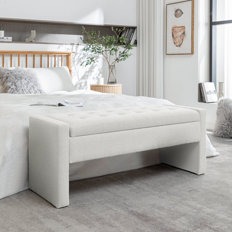 Rasner Upholstered Flip Top Storage Bench, White