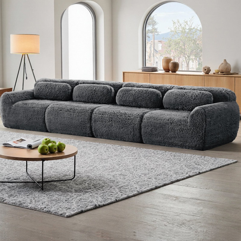 Canapé de 149 po en tissu moelleux doux et moelleux de 149 po, canapé modulaire modulaire avec éponge haute densité 32D, emballage sous vide à compression complète, combinaison libre pour la chambre à coucher, bureau