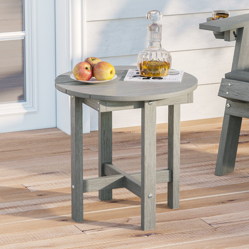 Table d'appoint ronde en bois et plastique PEHD - Table d'appoint d'extérieur durable pour patio, jardin et balcon