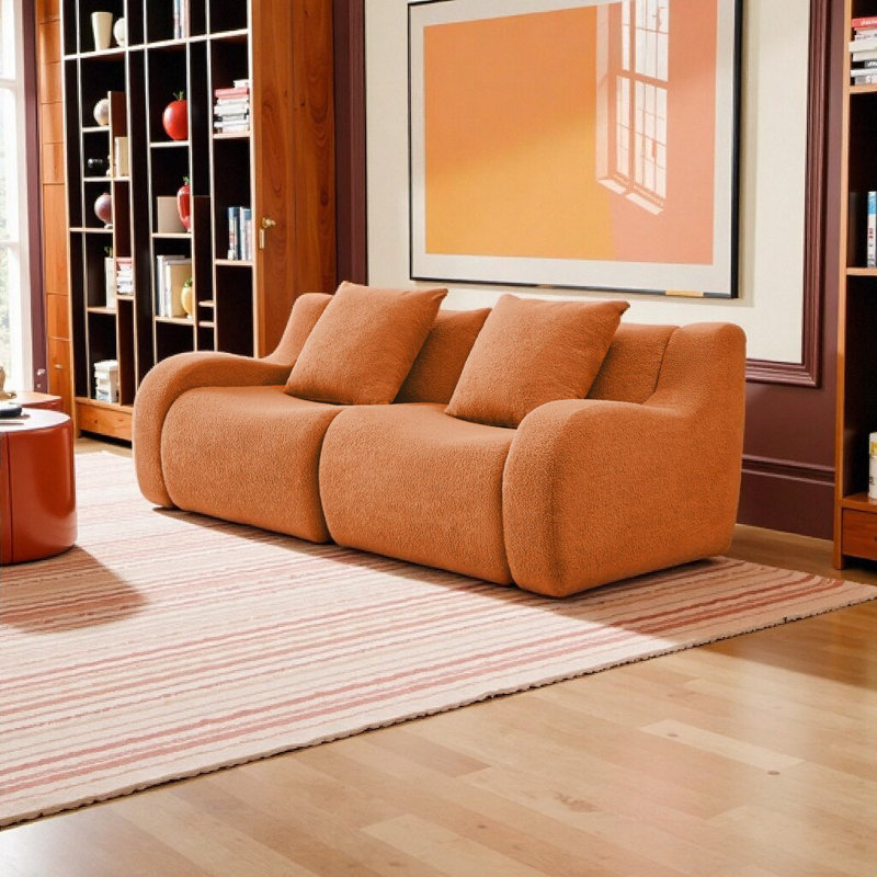 Ensemble de canapé en tissu sans assemblage - modulaire moelleux avec base antidérapante et confort incurvé, Orange