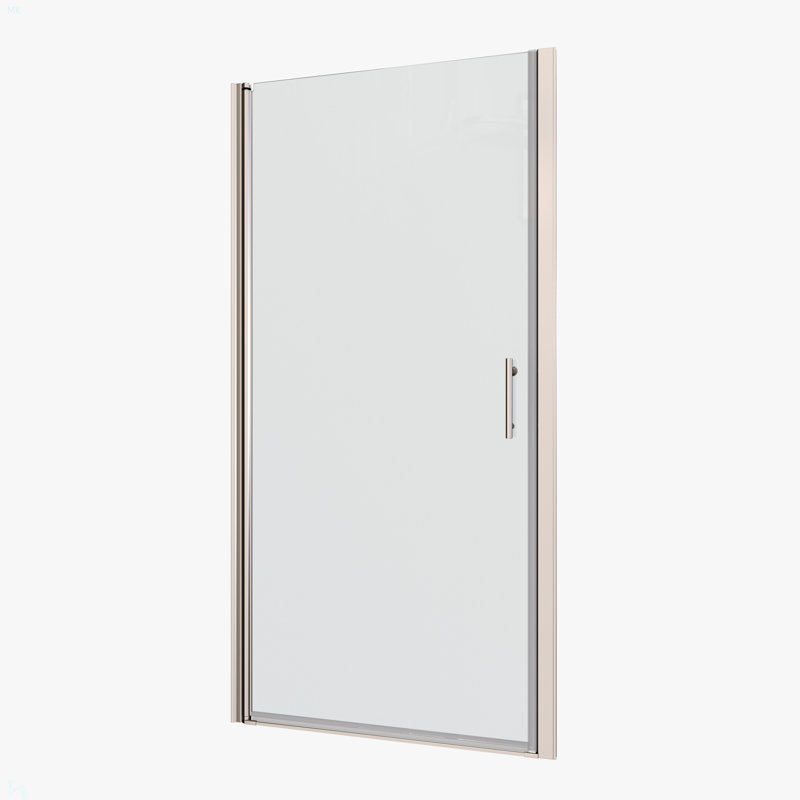 1 3/8" Adjustment,Universal Pivot Shower Door, Open Outside, With 1/4" Tempered Glass Finish 3672, Chrome
