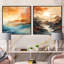 «Bold Sunset Coastal Horizon», ensemble de 2 carrés au coucher du soleil-1924531058-1924531060