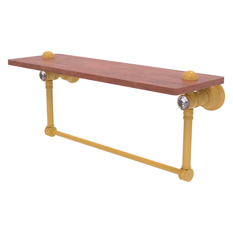 Tablette flottante en cristal Carolina avec barre à serviettes, H 7 po x l 16 po x P 5,54 po, Or espagnol