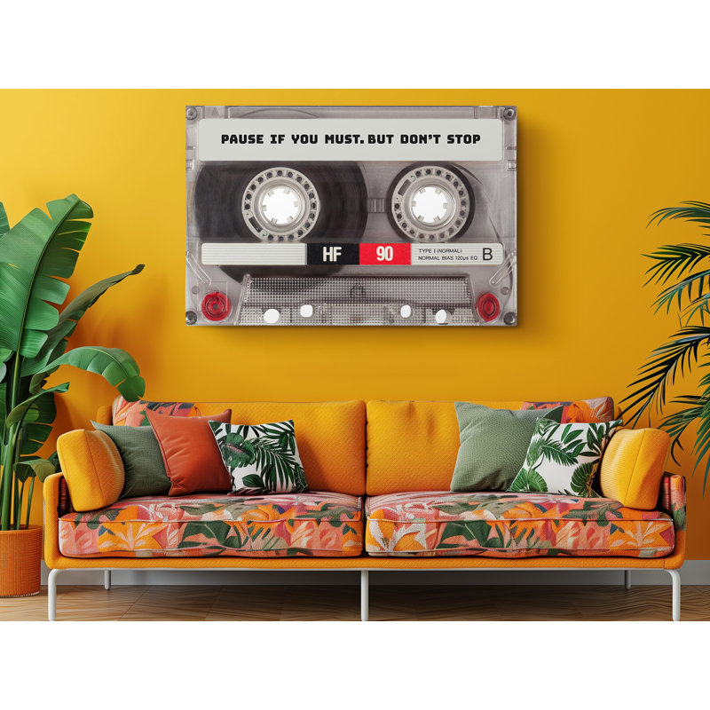 Pause If You Must But Don't Stop Cassette Canvas Print, 24" H x 36" W