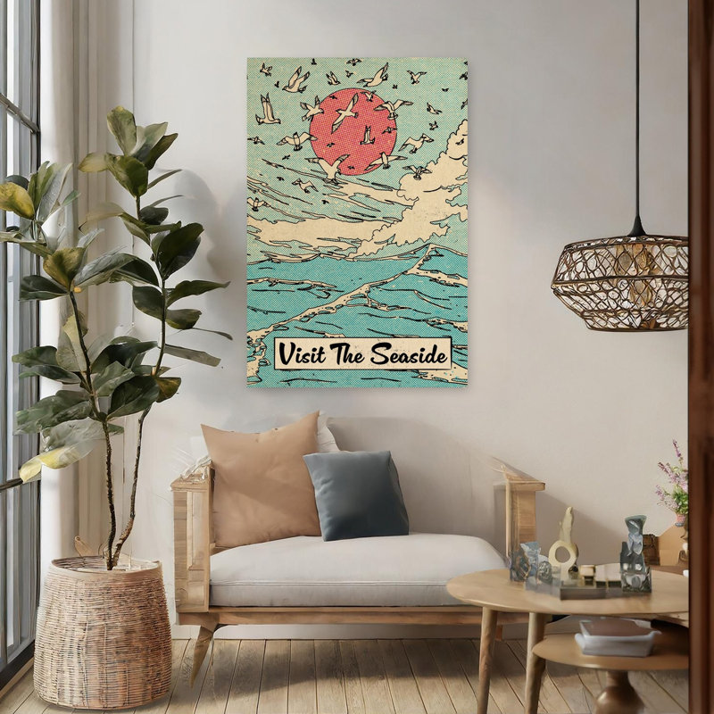 Art contemporain bord de mer, H 48 po x l 32 po