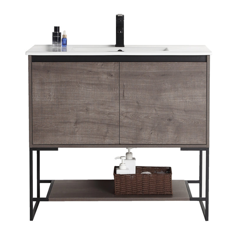 Ensemble de meuble-lavabo simple 36 po Carliana, gris