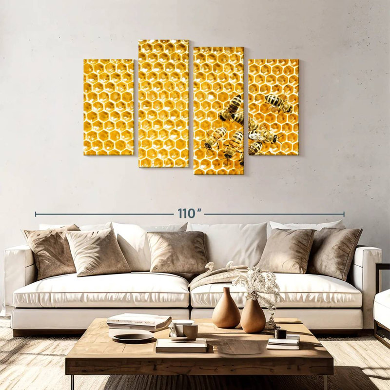 Brampt Honey Bee Cells, 48" H x 75" W
