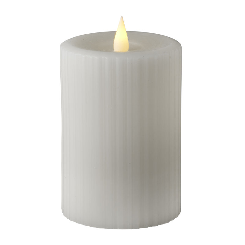 Bougie sans flamme à flamme de cire de paraffine nervurée, Blanc