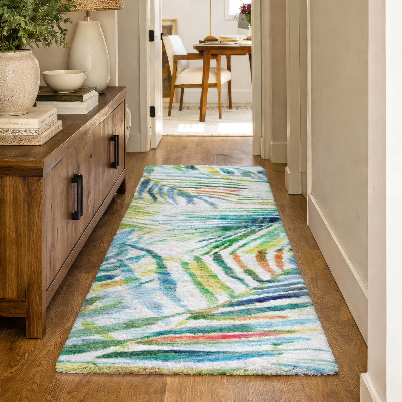 Premium Machine Washable Dream Shag ADS199 Leaves Rug, 2'3" x 7'6" Runner