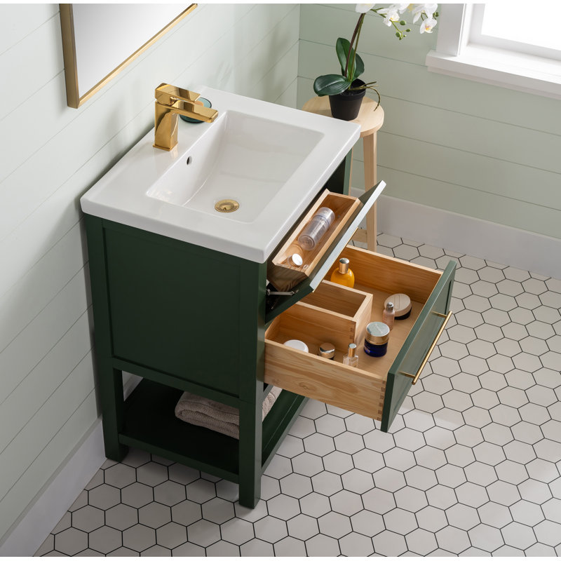 Bickley 24" Single Bathroom Vanity with Ceramic Top, Muir Green