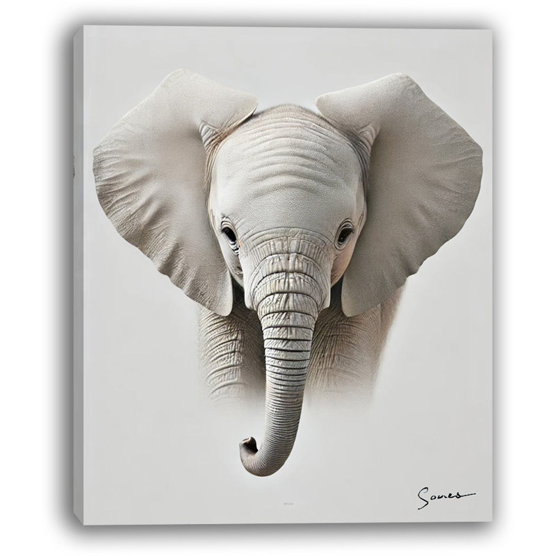 «Gentle Baby Elephant», art mural sur toile tendue, H 16 po x l 12 po