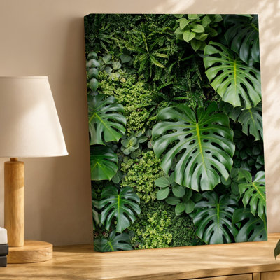 Toile «Créez un luxuriant mur de jardin vertical rempli d'une variété d'art de feuilles vertes vibrantes mettant en vedette de grandes toiles lustrées»
