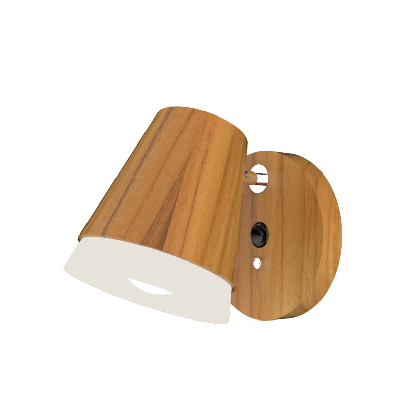Cônica Manufactured Wood Armed Sconce, Teak