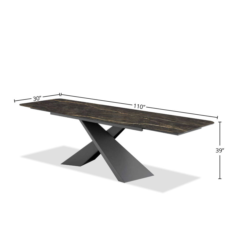 Extendable Metal Base Dining Table