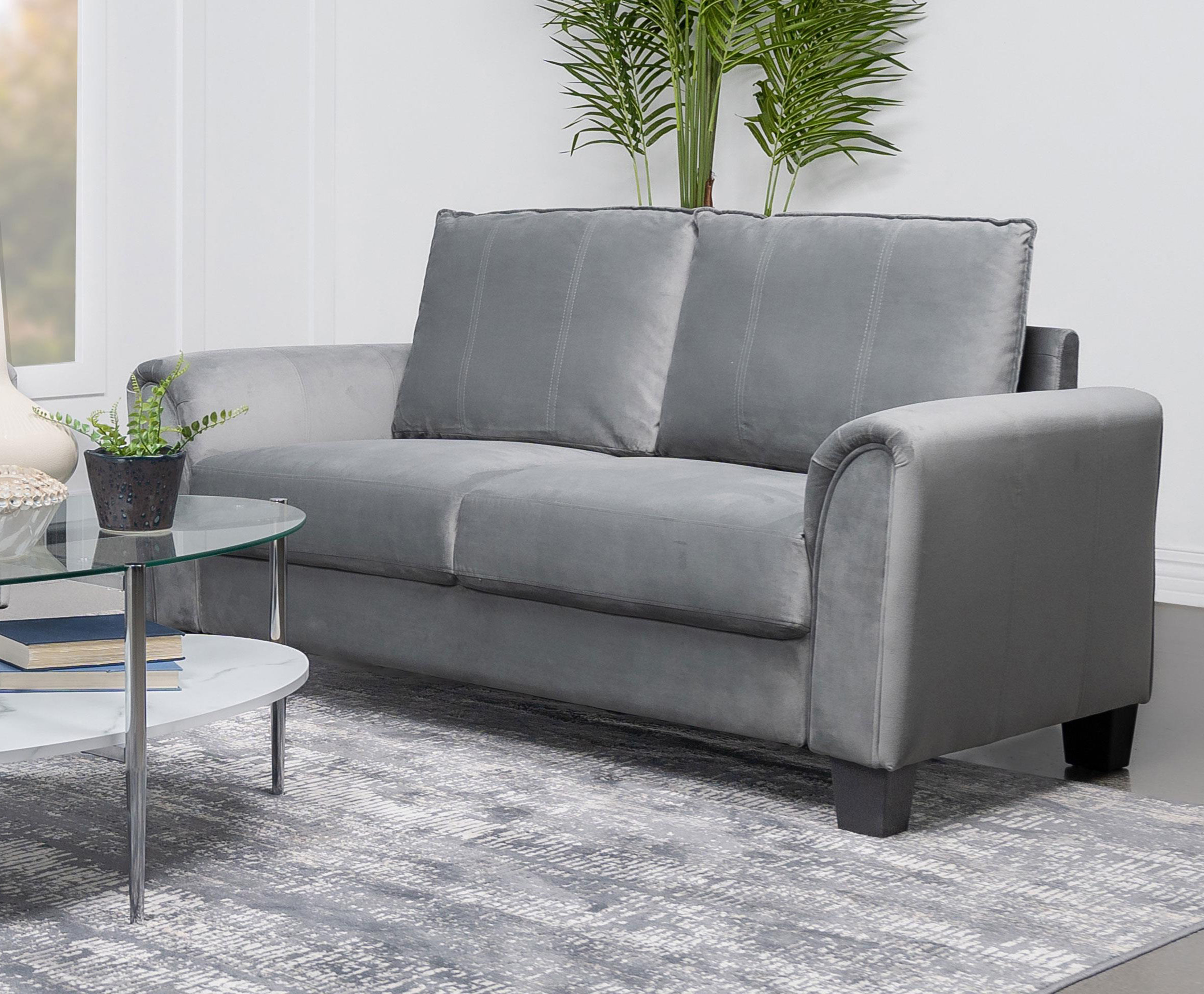 Ebern Designs Upholstered Rolled Arm Loveseat Grey - Wayfair Canada