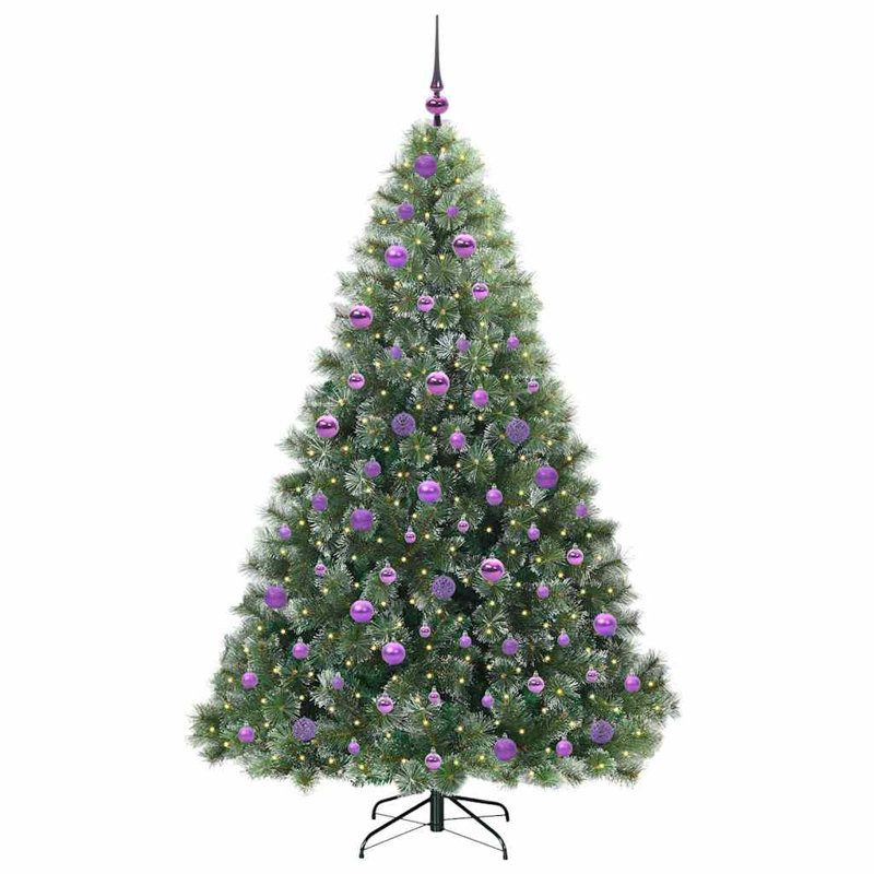  Artificial Christmas Tree with 300 LEDs Green PE and PVC, Purple, 5.91' H