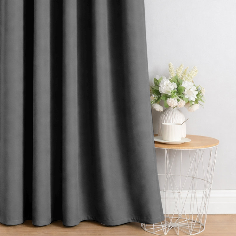 100% Room Darkening Blackout Drapes for Bedroom & Living Room, 167cm Width x 137cm Drop, Dark Grey