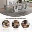 Ensemble de table de salle à manger 71 po, plateau moderne en verre trempé avec chaises en cuir synthétique-116376073-116376076