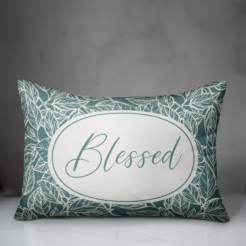 Floral Outdoor Reversible Throw Pillow, Teal