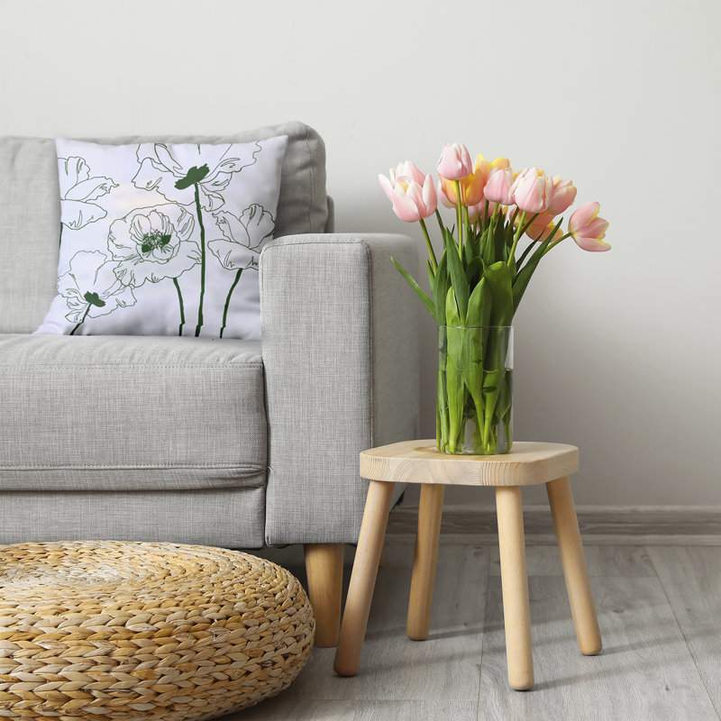 Coussin décoratif en polyester floral, H 26 po x l 26 po, Carré
