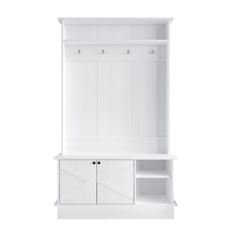 Arbre d'entrée avec armoire de rangement, Blanc