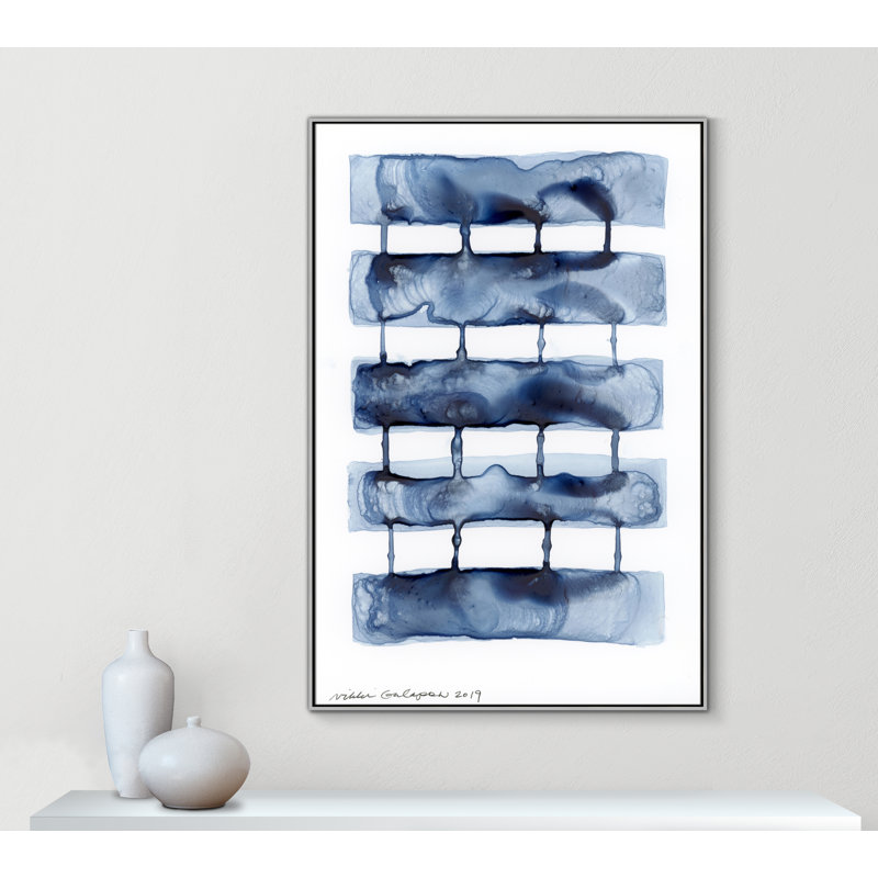 Gareth Stitched Together I by Nikki Galapon - Solid Wood Rectangle Print Single Piece Item on Canvas, Silver Framed Canvas