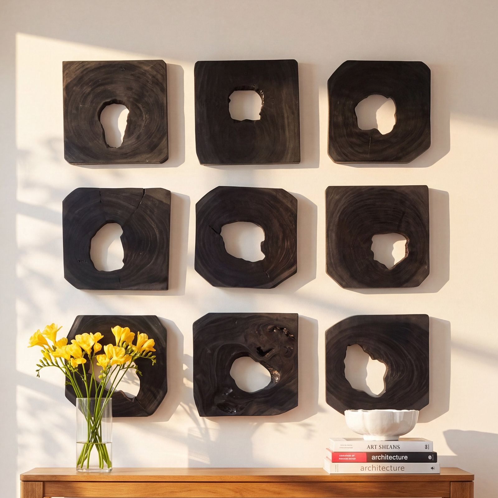 Benito Handmade Solid Suar Wood Abstract Wall Sculpture