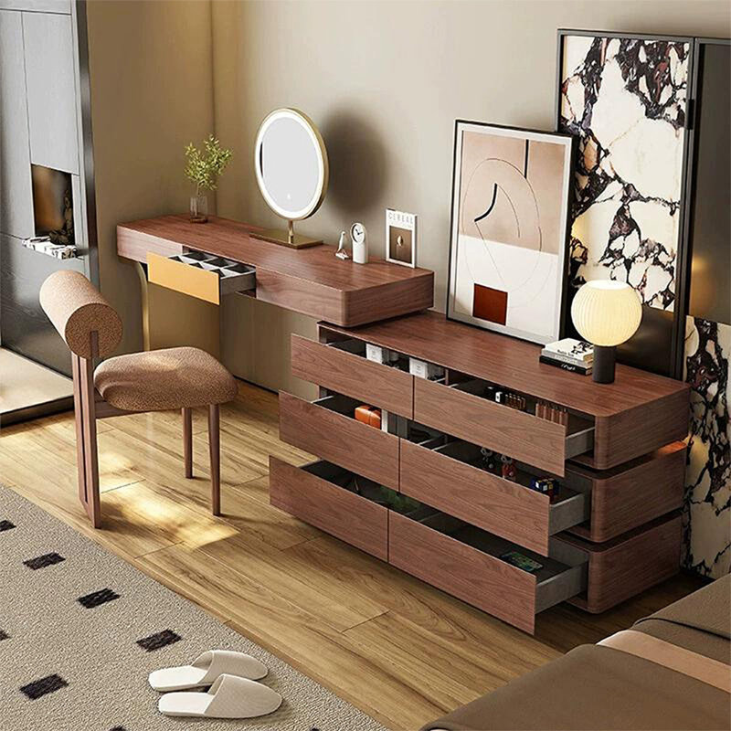 Coiffeuse de maquillage avec miroir lumineux, 7 tiroirs