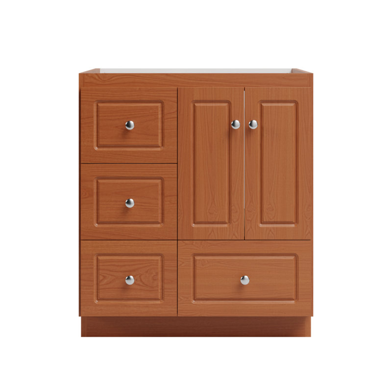 Ultraline 30 in. W x 21 in. D x 34.5 in. H Bath Vanity Cabinet without Top in Medium Alder, Medium alder