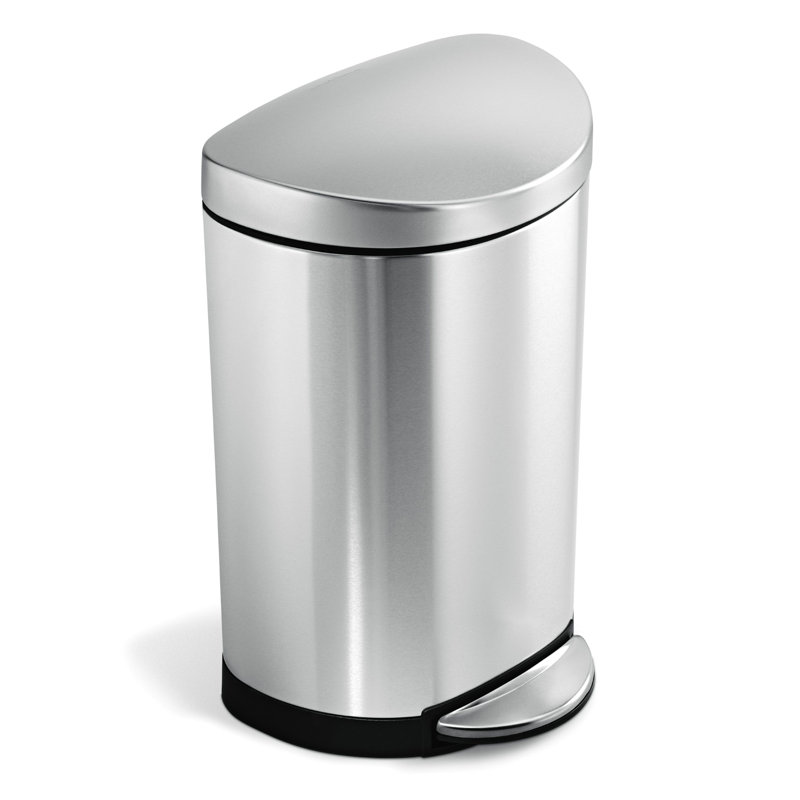 Simplehuman 10L Semi-Round Pedal Bin, Brushed Stainless Steel