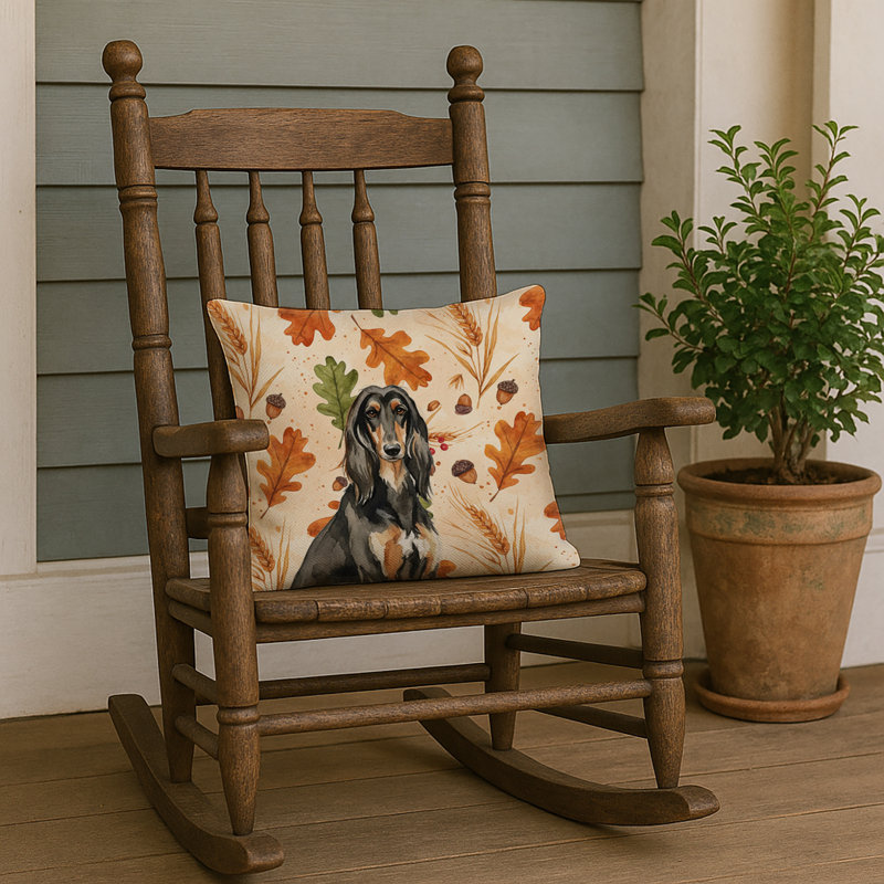 Coussin Black & Tan, Lévrier afghan noir et brun clair, Carré 18 po