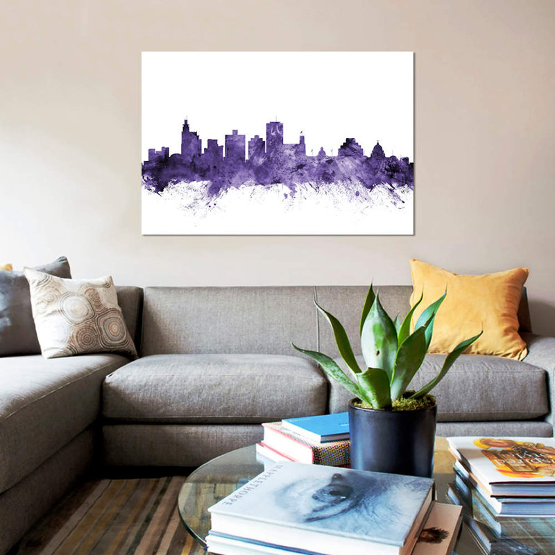 «Jackson, Mississippi Skyline» par Michael Tompsett, impression sur toile tendue, 26 po x 40 po x 1,5 po, Toile tendue