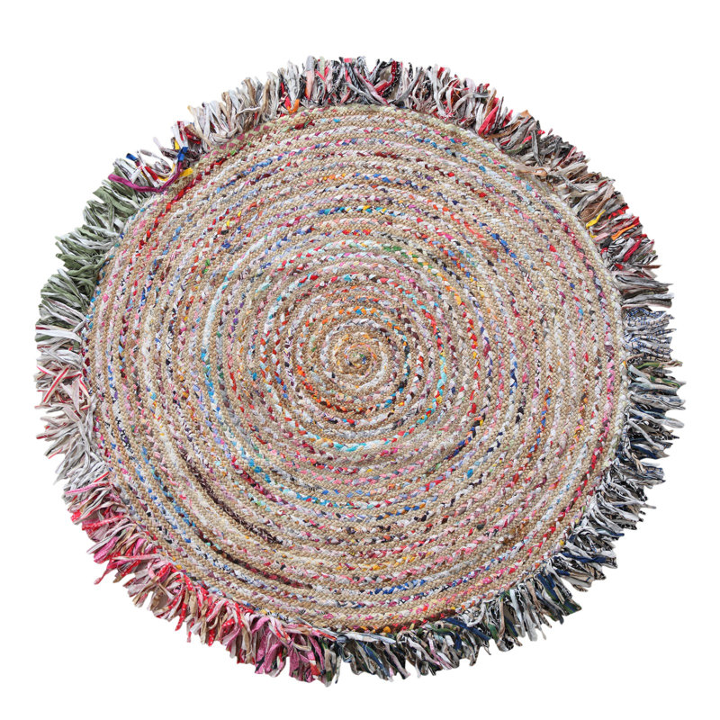Round Anton No Pattern And Not Solid Colour Hand Woven Area Rug, Round 150cm