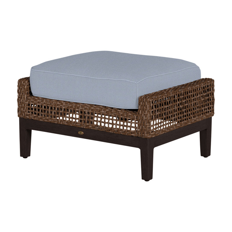 Repose-pieds péninsule tissé - acajou / châtaignier, Welt + bourre standard, Sunbrella® ‑ Arbor Chambray colombe