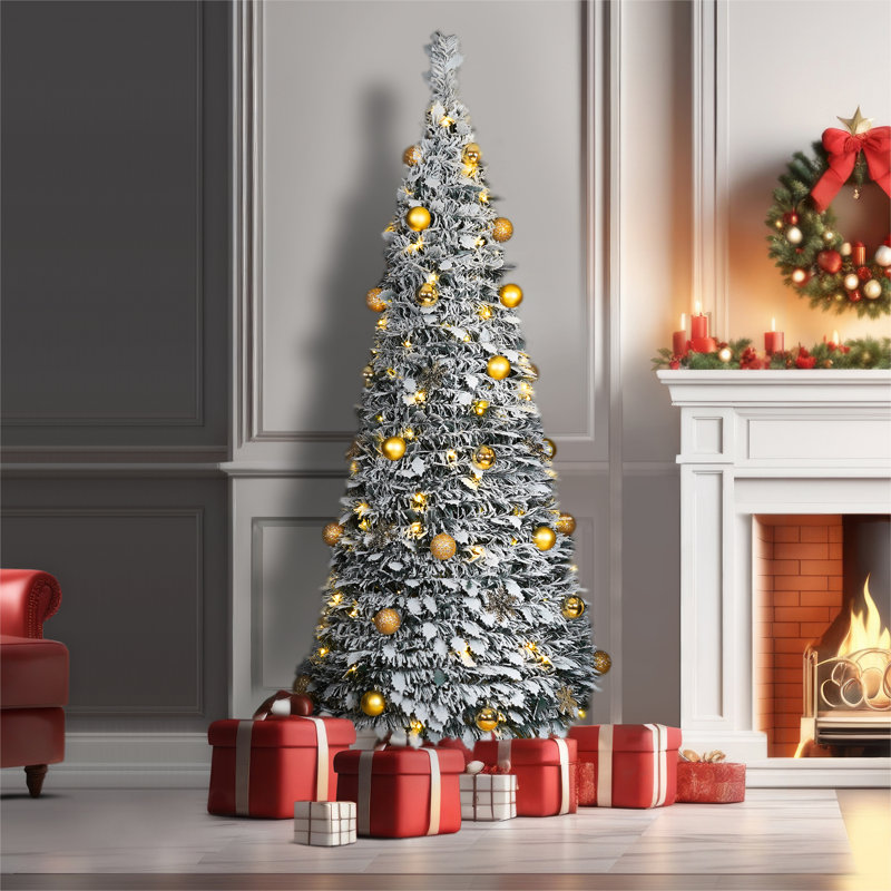Lighted Artificial Pre Lit  Christmas Tree 6ft Pop up, 5.91ft H