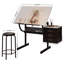 Table à dessin blanche réglable pour la fabrication, la lecture, l'écriture avec tabouret et 3 tiroirs de rangement