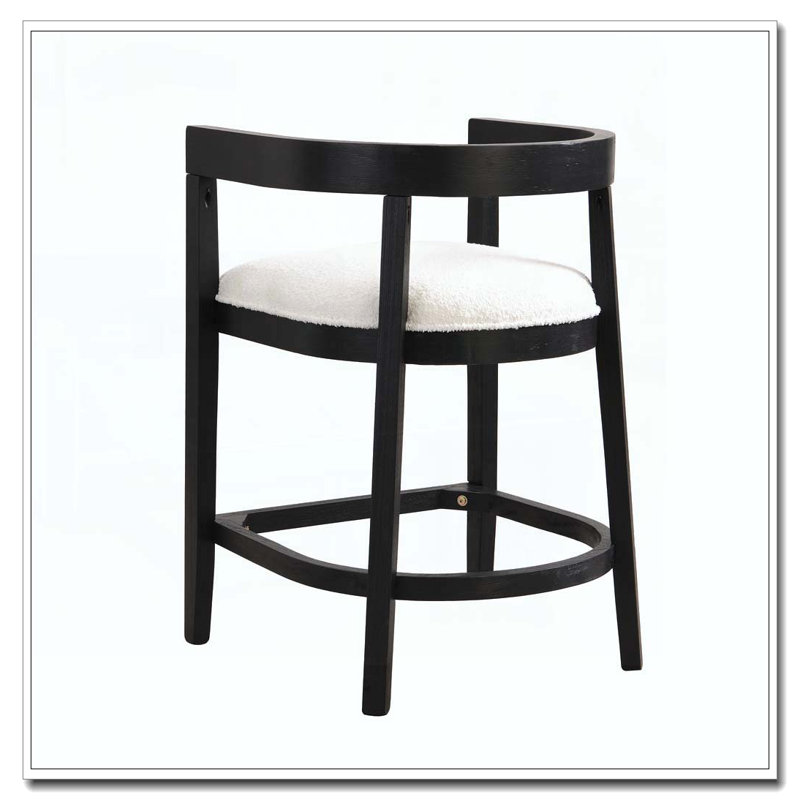 Tabouret de comptoir en bois d'hévéa, Noir
