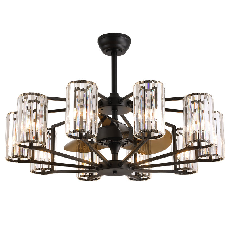 Ventilateur de plafond en cristal à intensité variable de 36 po avec lumières DEL et télécommande Ferris, DEL