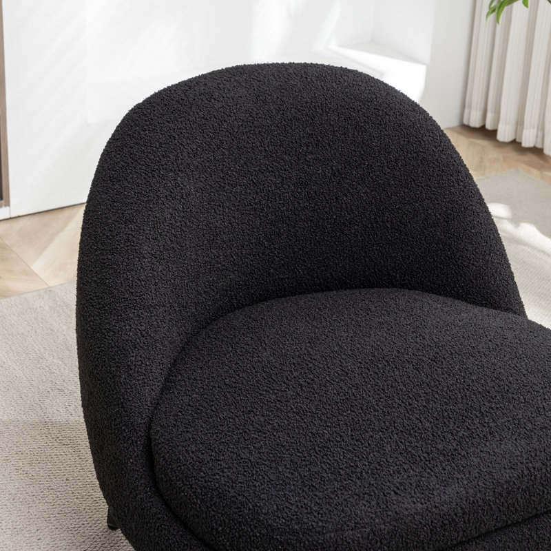 Fauteuil demi-tonneau rembourré Bula, Polyester noir