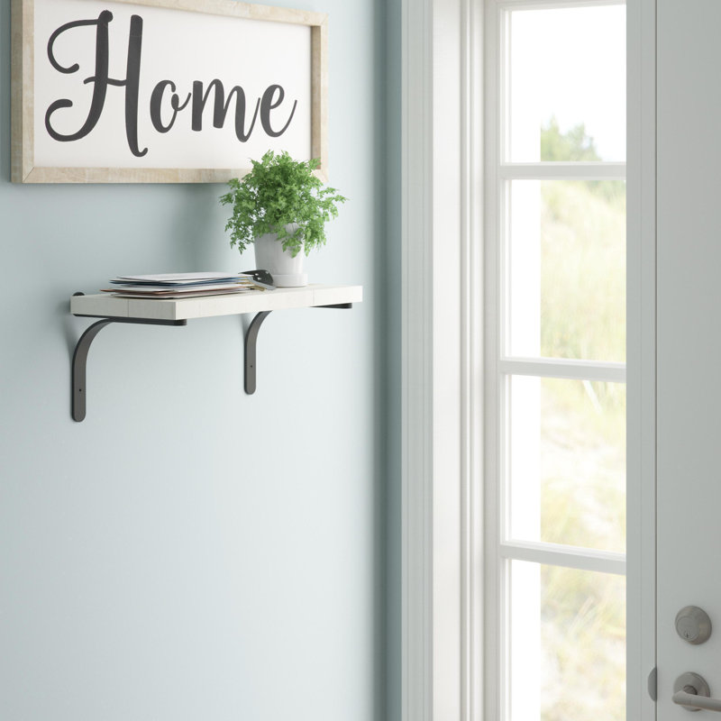 Solid Wood Shelf, 0.75" H x 18" W x 8" D, Antique White Stain